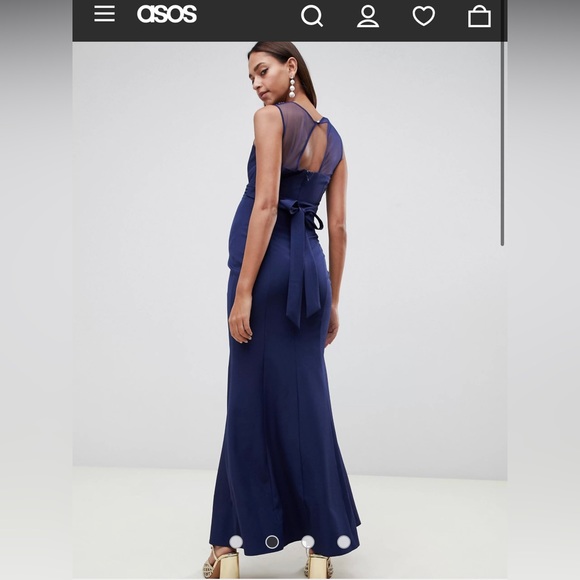 Asos embellished neck maternity dress in navy - Picture 2 of 3